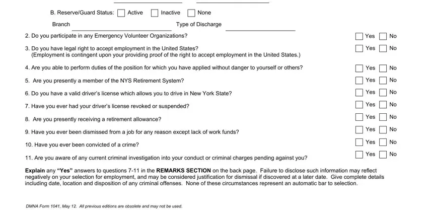 Do you have legal right to accept, Branch, and Are you able to perform duties of inside Dmna Form 1041