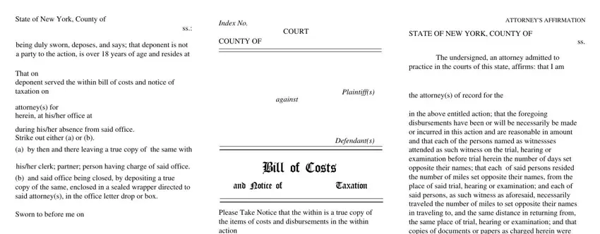 The way to fill out new york supreme court bill of costs stage 4