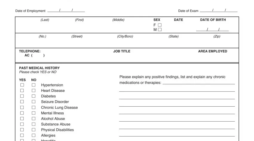 Part # 1 for filling in new york doh health form