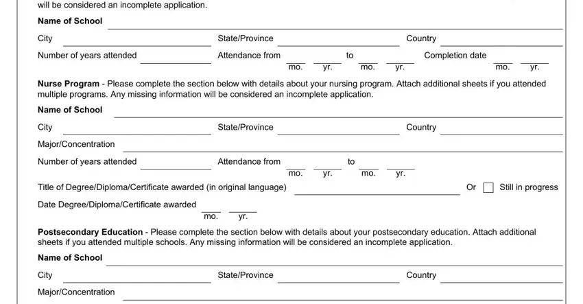StateProvince, StateProvince, and Name of School of 1 licensure form