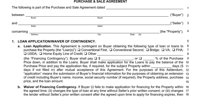 filling in financing addendum form 22a part 1