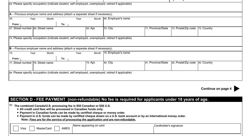 nexus application form completion process shown (part 5)