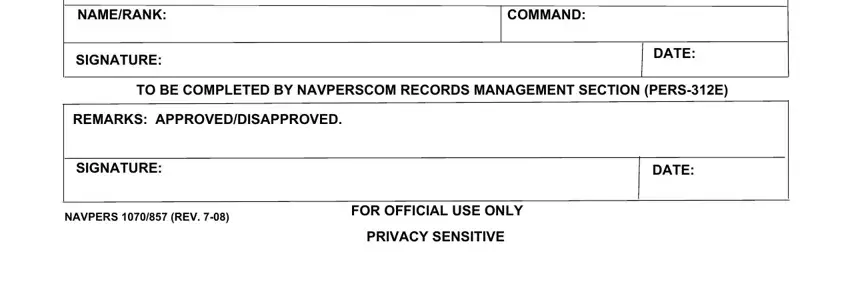 SIGNATURE, REMARKS APPROVEDDISAPPROVED, and TO BE COMPLETED BY NAVPERSCOM inside NAVPERS