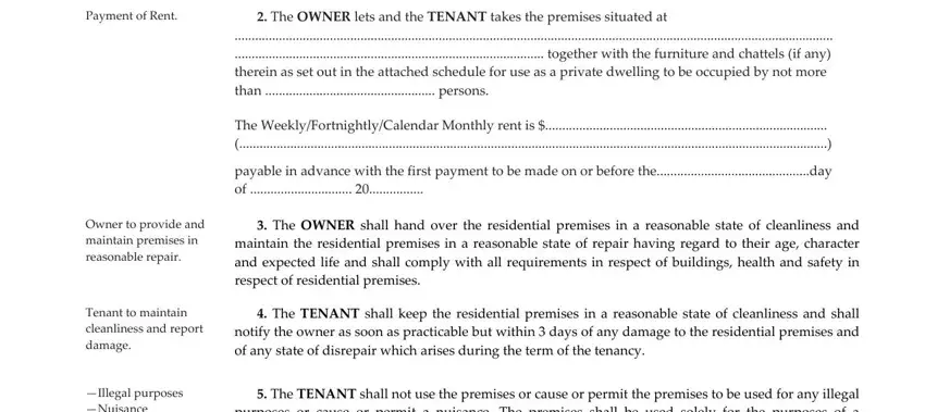 Filling out segment 3 in form tenancy agreement fixed term