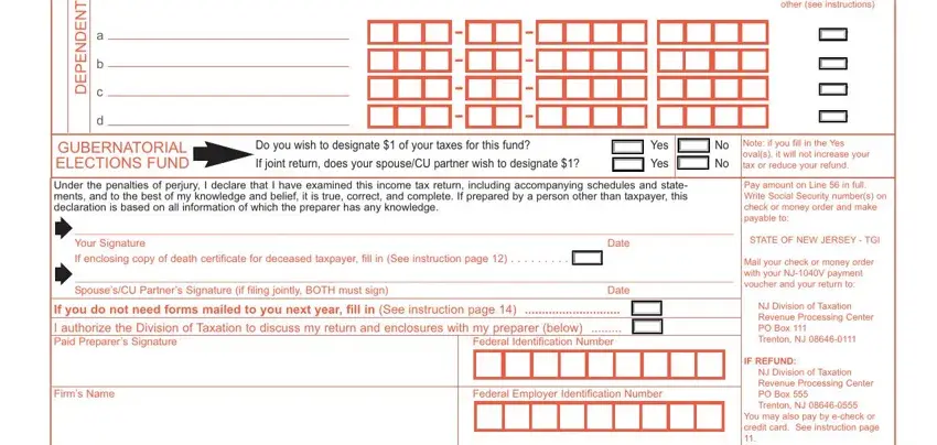 How one can fill in Form Nj 1040 step 2