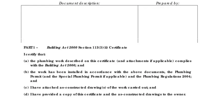 Best ways to fill out plumber plumbing certificate template portion 3