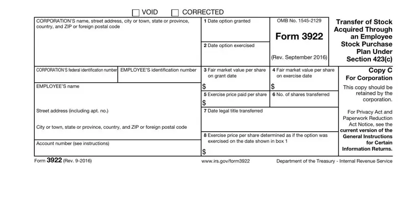 The way to complete irs form 3922 instructions portion 3