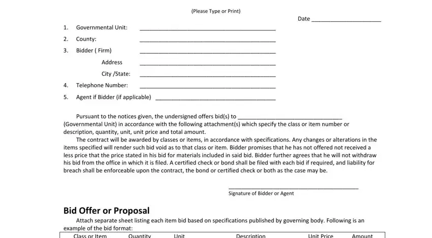 Writing section 1 of proposal materials form template