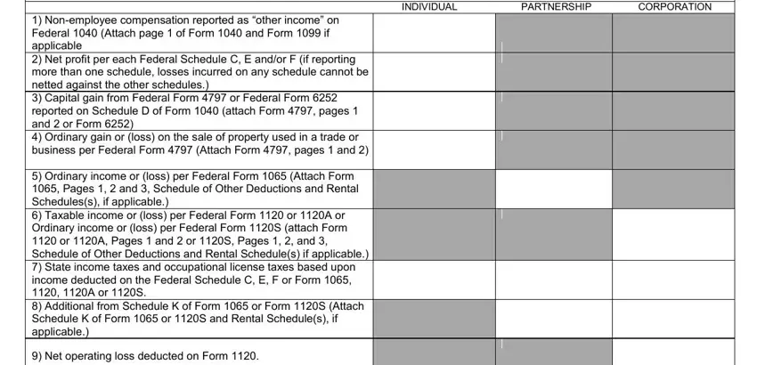 INDIVIDUAL, COMPLETE THE APPLICABLE COLUMN AND, and CORPORATION in Form Np100