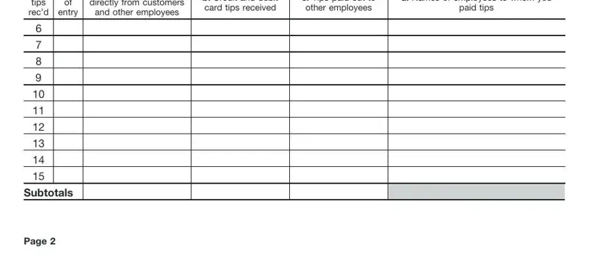 Writing segment 2 of tip reporting form 4070 printable