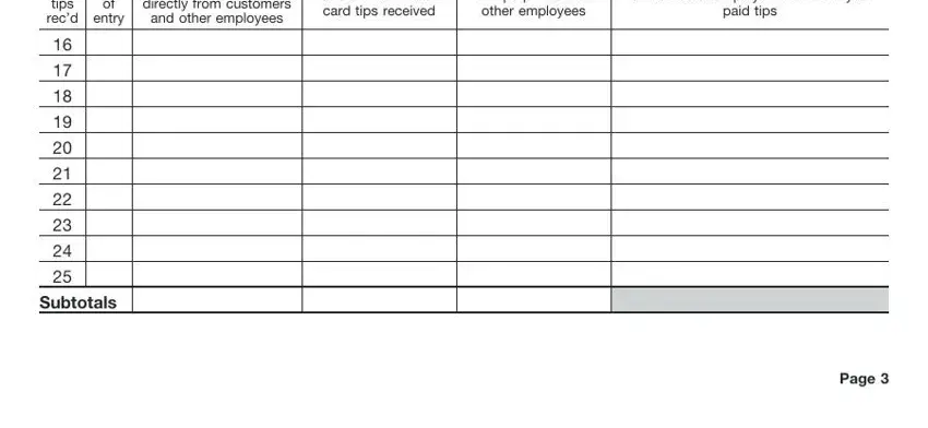 Date tips recd, directly from customers, and c Tips paid out to other employees in tip reporting form 4070 printable