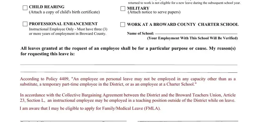 PROFESSIONAL ENHANCEMENT, Employees Signature Date, and According to Policy  An employee in broward county leaves department