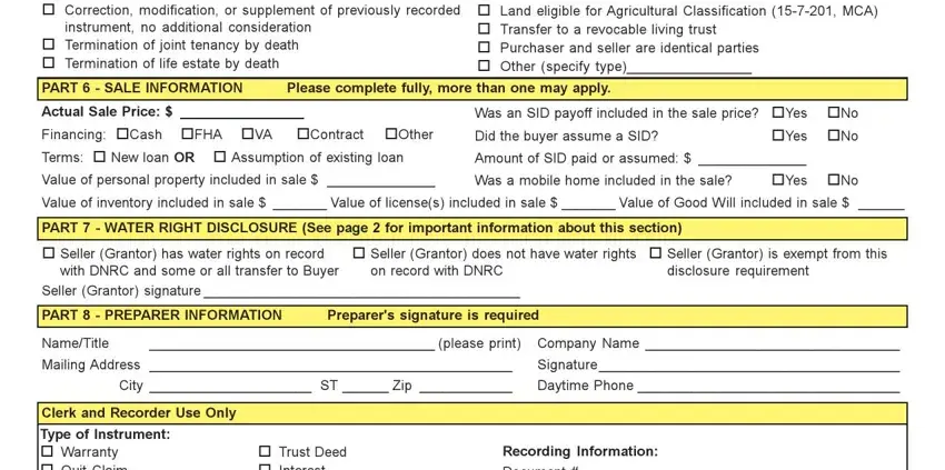 PART   SALE INFORMATION, Please complete fully more than, and Was an SID payoff included in the of Form 488