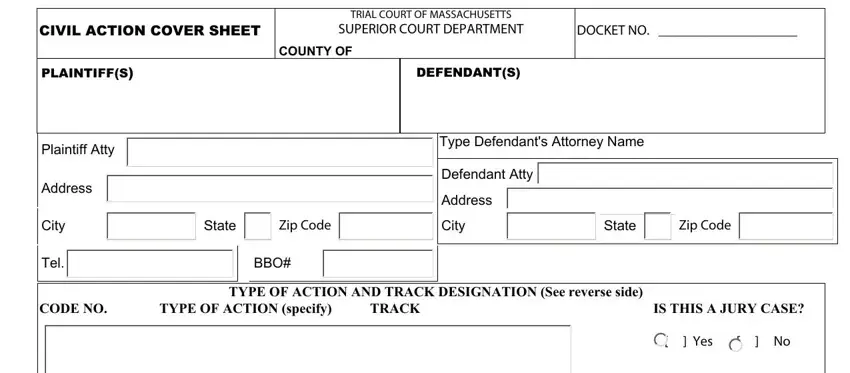 How to fill in mass superior court civil action cover sheet part 1