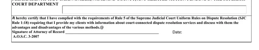 Writing section 3 in mass superior court civil action cover sheet