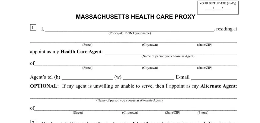 Filling out segment 1 in ma health proxy form
