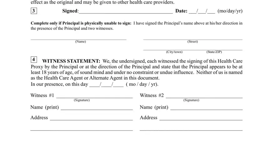Step no. 2 of filling out ma health proxy form