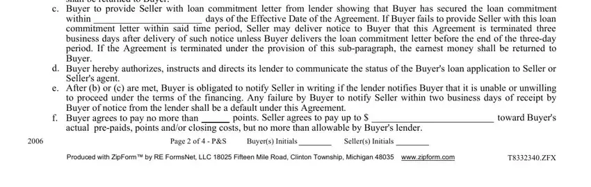 Filling in part 5 of maine purchase agreement