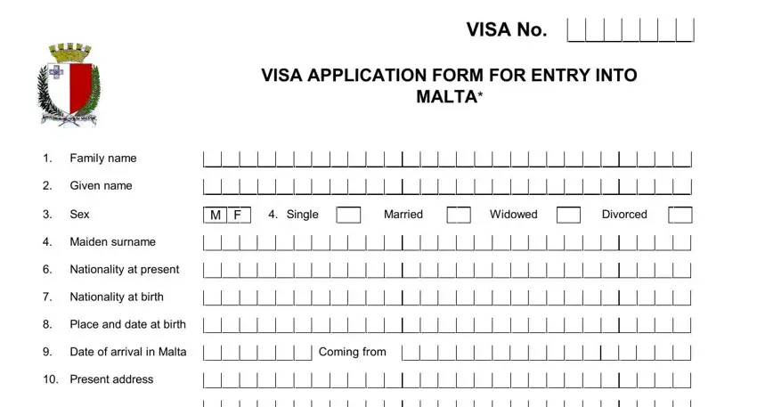 Completing section 1 in malta work visa apply online