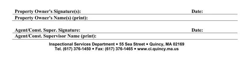 Filling in part 3 in ma quincy building permit application