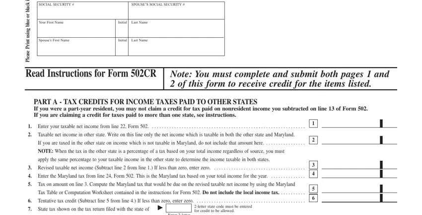 maryland tax form 502cr completion process outlined (portion 1)