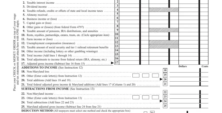Filling out segment 2 of Maryland Form 505