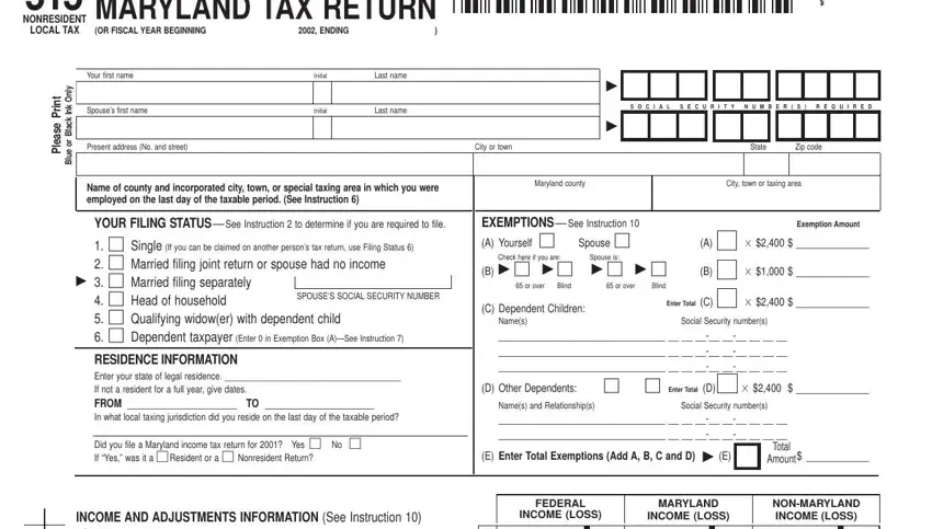 Tips to fill out NONRESIDENT part 1