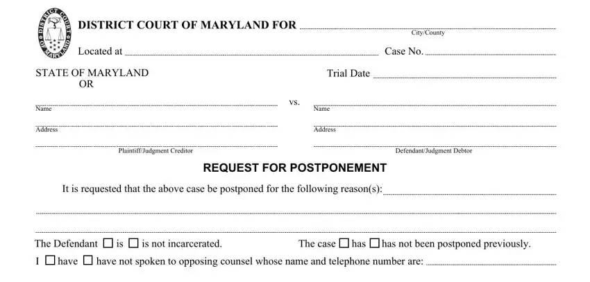 Part number 1 for filling in Maryland Form Dc 70