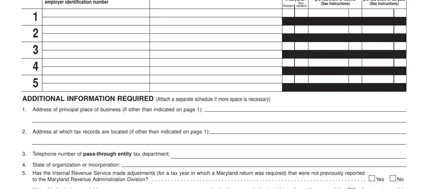 Filling in segment 5 in Maryland Frorm 510 Form