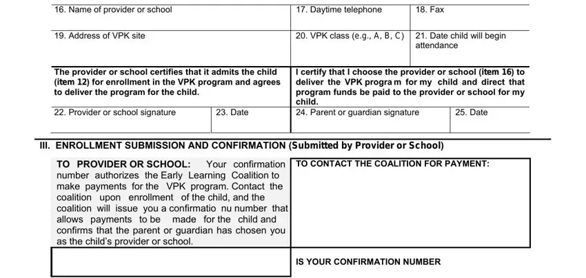 Writing segment 2 of fl voluntary education child certificate