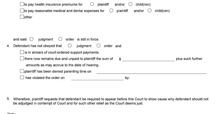 this field, next field, and other fields in complaint for contempt form