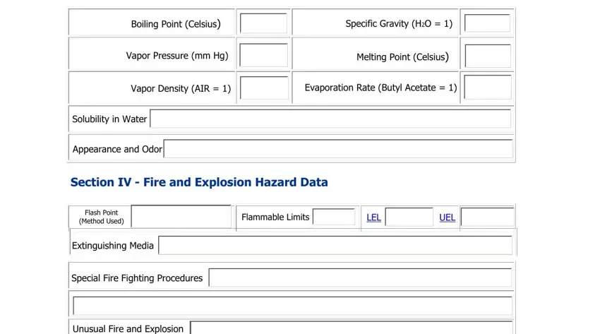 Method Used, Melting Point Celsius, and Extinguishing Media in osha safety data sheet template 2020