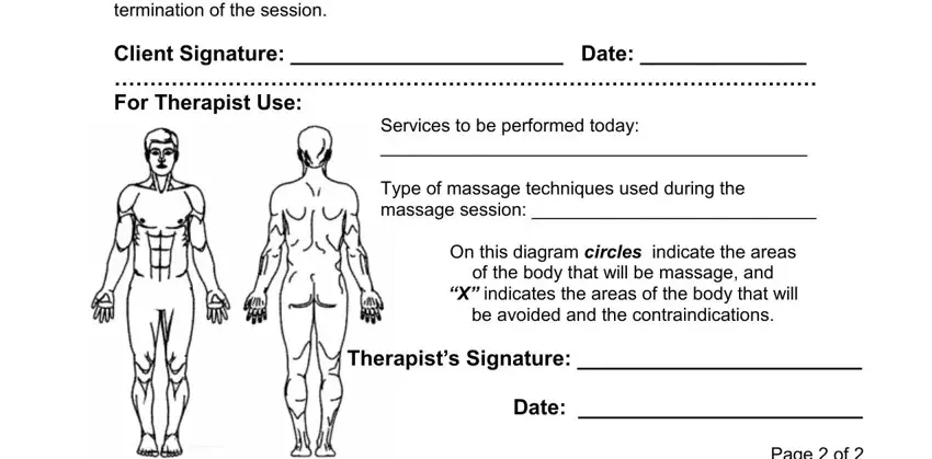 Stage no. 4 in filling in massage consultation form