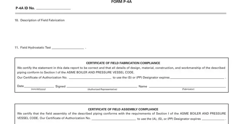 Completing segment 3 of asme p4 form