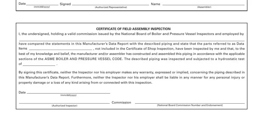 Step no. 4 of filling out asme p4 form