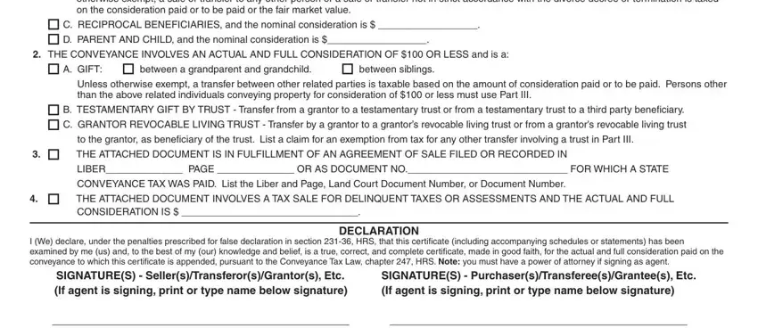 Filling in part 4 in tax conveyance hawaii