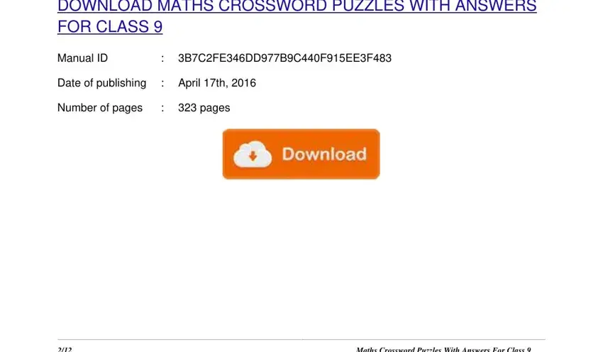 Part # 1 for filling out design a crossword puzzle with mathematical terms for class 9 with answers