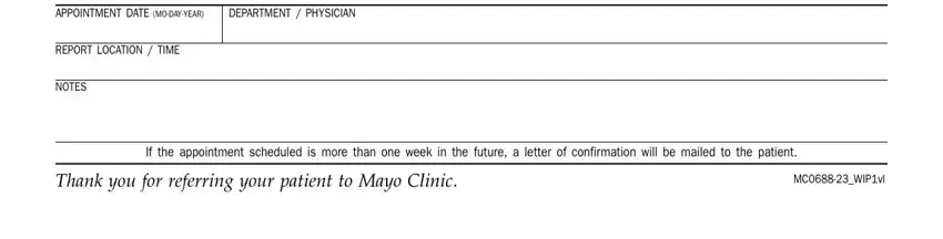 MCWIPvl, REPORT LOCATION  TIME, and Thank you for referring your in fax referral form mayo clinic