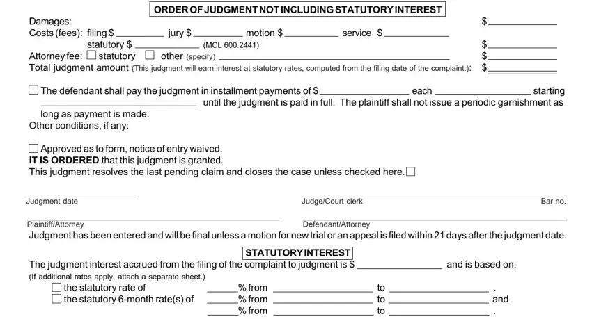 ORDER OF JUDGMENT NOT INCLUDING, MCL, and The defendant shall pay the of Mc 10 Form
