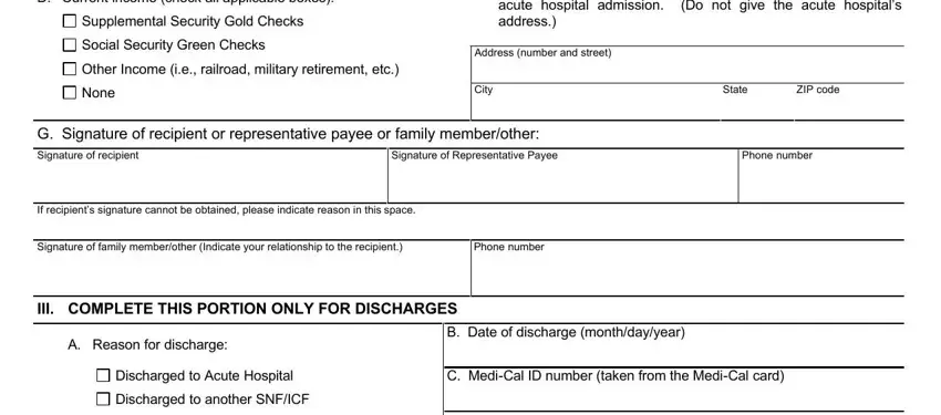 Filling out segment 2 in care facility admission