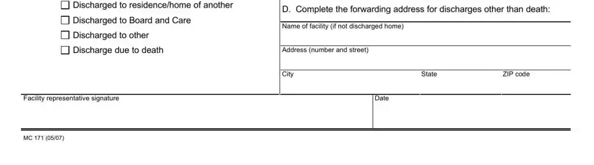 ZIP code, Discharged to Board and Care, and State of care facility admission