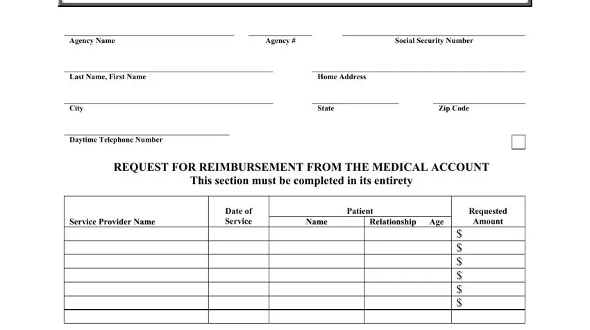 Completing section 1 in medical reimbursement form