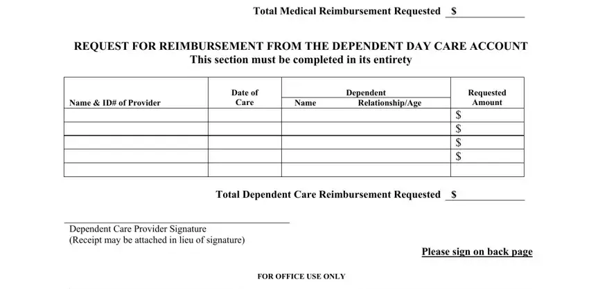 Filling in segment 2 of medical reimbursement form