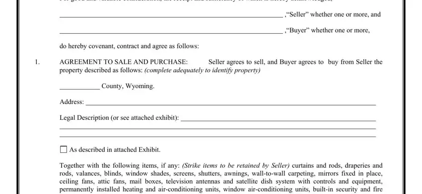 Writing segment 1 in wyoming real estate purchase and sale agreement form