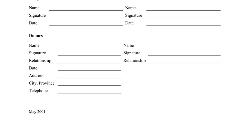 Filling out section 2 in mortgage gift letter template