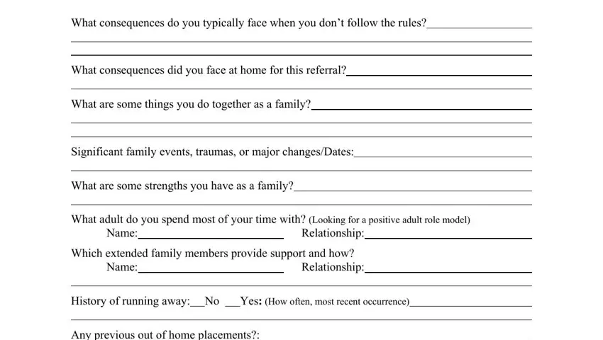 Filling in section 5 of clinical psychology intake interview template