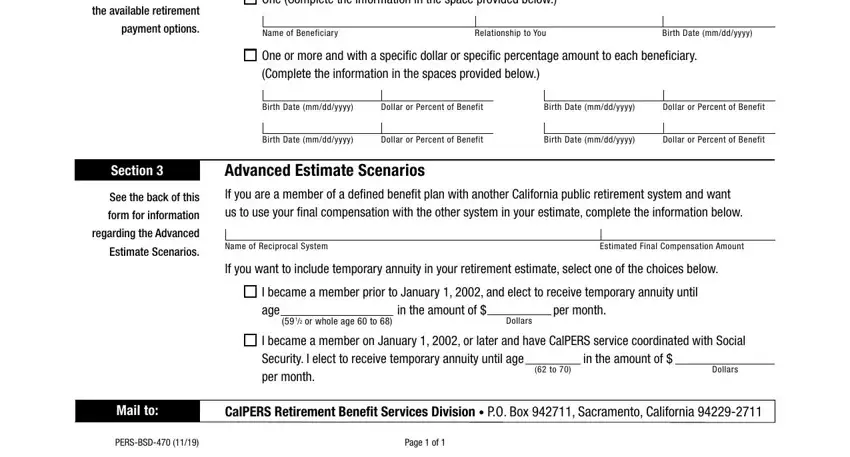 Part no. 2 in completing calpers form pers bsd 470 retirement allowance estimate request