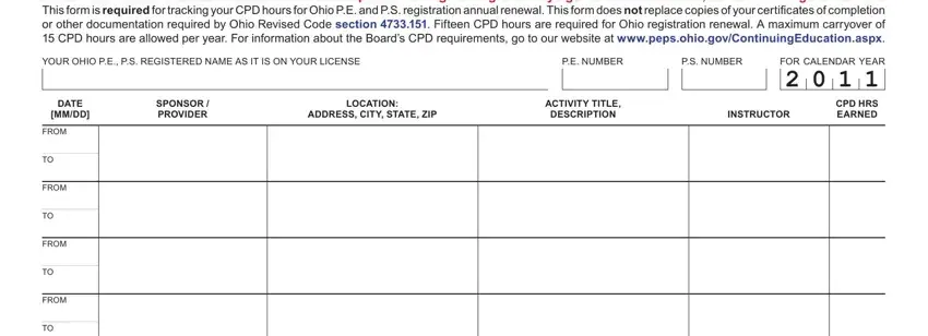 Stage number 1 for filling out Form Pes 4012 2011