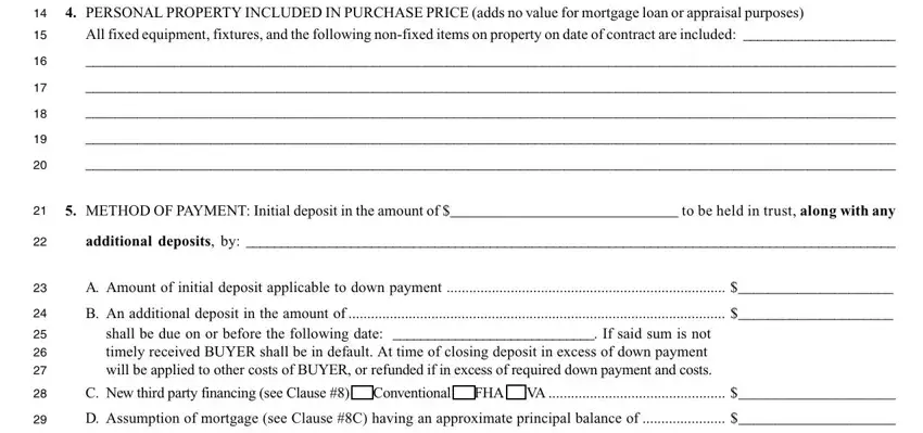 C New third party financing see, additional deposits by, and METHOD OF PAYMENT Initial deposit inside tallahassee contract purchase
