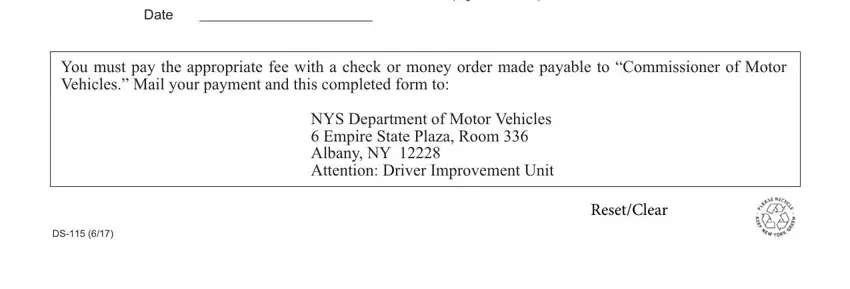 Filling in section 2 of nys driving request